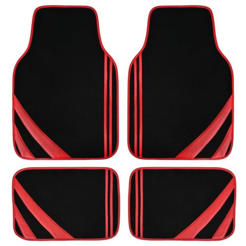 Red Edge Leather Car Floor Mats