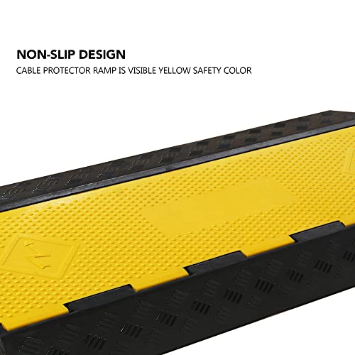 Rubber Cable Ramp 3 Channel Drive Over Hose Cable Protector Outdoor 22000Lbs Load Capacity Wires Power Lines Extension Cord Cover Traffic Speed Bump 1 Pack
