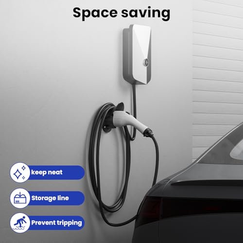 EV Charger Holder Wall Mount for SAE J1772 Electric Car Plug Nozzle Holster Dock and EV Cable Holder