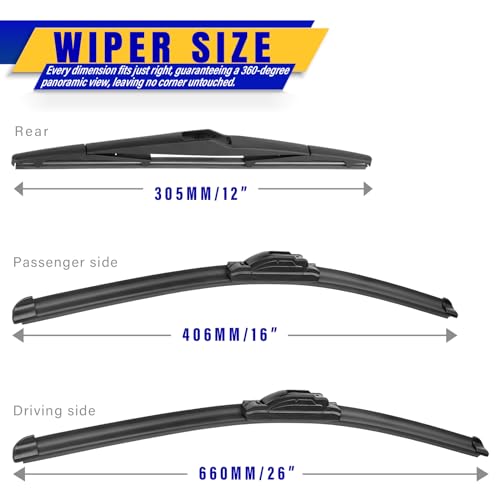 3 Wipers Fits Hyundai Tucson 2010