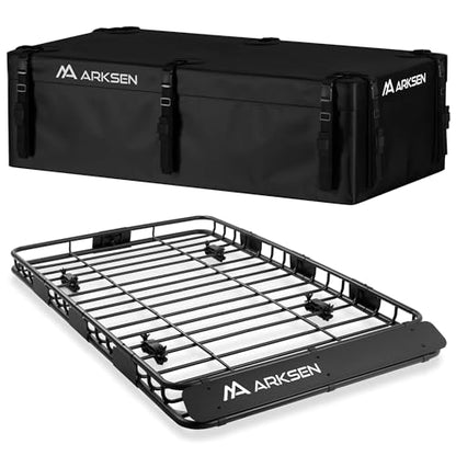 64"x39"x4" Roof Rack Cargo Basket with 21.5 Cu Ft Bag
