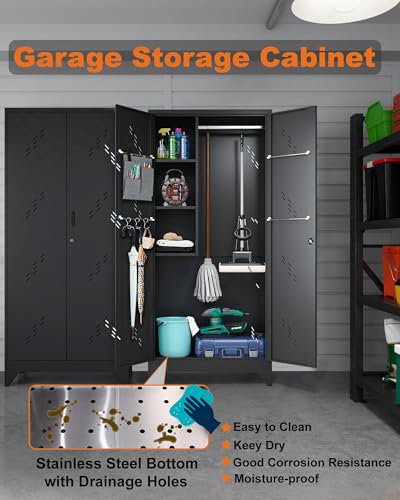 75" Metal Storage Cabinet with Lockable Doors