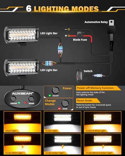 7 Inch LED Light Bar 6 Modes Amber White Series LED Pod Lights (2 Count)