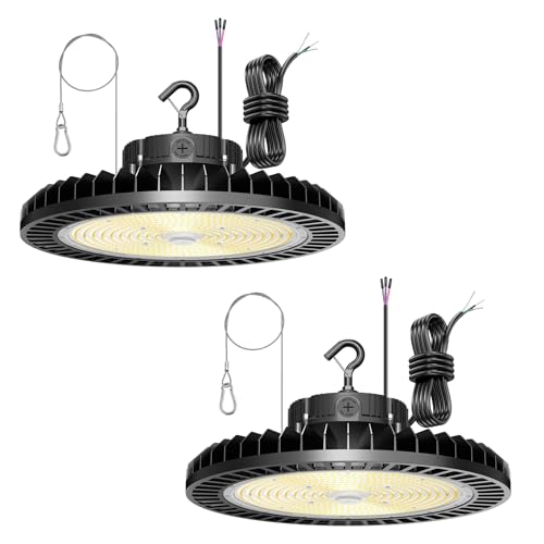 2 Pack 500W LED High Bay Light 70000LM ETL Listed Industrial Grade UFO Light Dimmable IP65 Waterproof 5000K Commercial Bay Lighting for Warehouse Garage Factory 110V 120V (3 Count)
