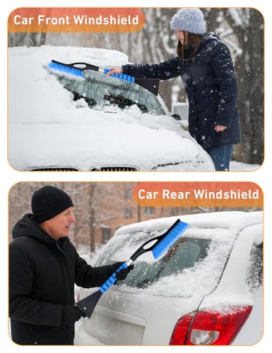27" Aluminum Snow Brush with Ice Scrapers for Car Windshield