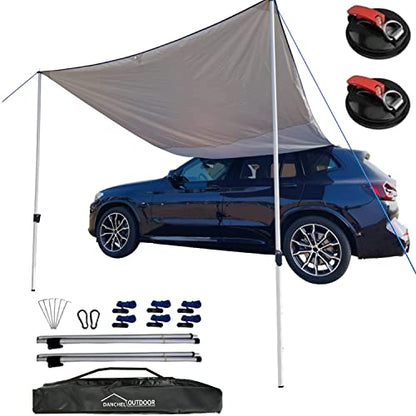 Portable Suction Cup Car Awning 6.5ftx9.8ft Gray