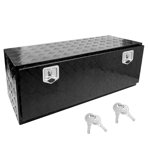 48 * 18 * 18 Aluminum Heavy Duty Diamond Plate ToolBox Chest Box Pick Up Truck Bed RV Trailer Toolbox Storage Organizer with T
