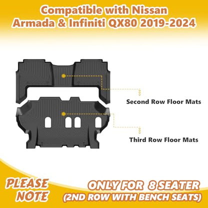 Floor Mats & Cargo Liner for Nissan Armada &Infiniti QX80 2019