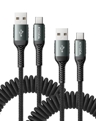 Coiled USB A to USB C Cable 6FT (2 Count)