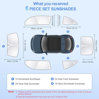 6pcs Car Window Shades for Volkswagen VW Beetle 2012 (6 Count)