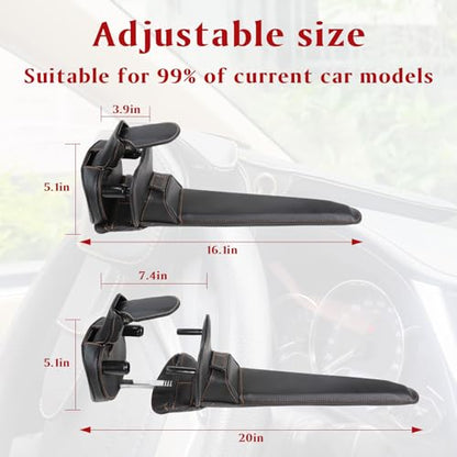 Leather Car Steering Wheel Lock Anti Theft Device Adjustable Length Fit for Cars Trucks Vans and SUVs with 2 Keys Leather Cover & Reinforced Steel Core Scratch