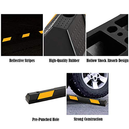 72" Rubber Parking Curb with Yellow Reflective Stripes