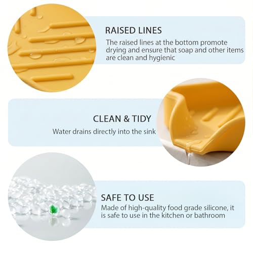 Silicone Soap Dish with Drain Spout