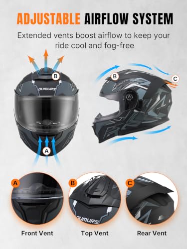 Modular Motorcycle Helmets Full Face Flip up Street Bike Motorcycle Helmet for Unisex Adult Matte Gray