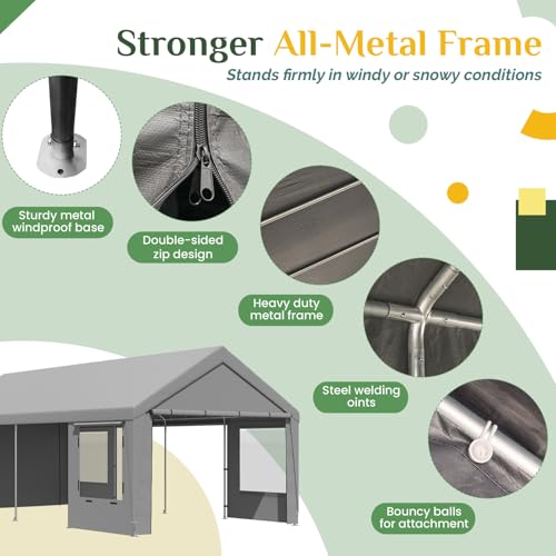 Carport 12' x 24' Heavy Duty Carport with Roll