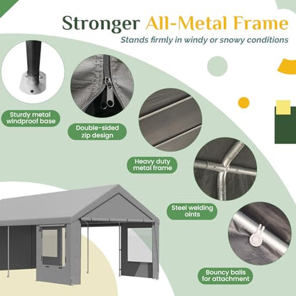 Carport 12' x 24' Heavy Duty Carport with Roll