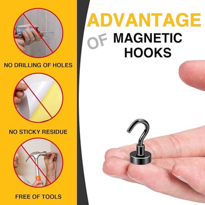 Magnetic Hooks 6pcs 30lbs+ Cruise Essentials 2026 Magnet Hook Black (6 Count)