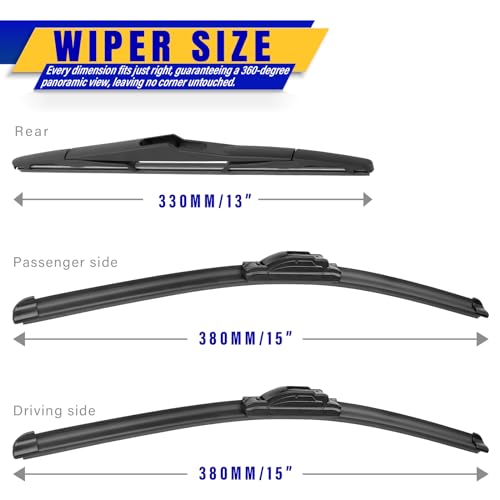 3 Wipers Fits Jeep Wrangler 2007