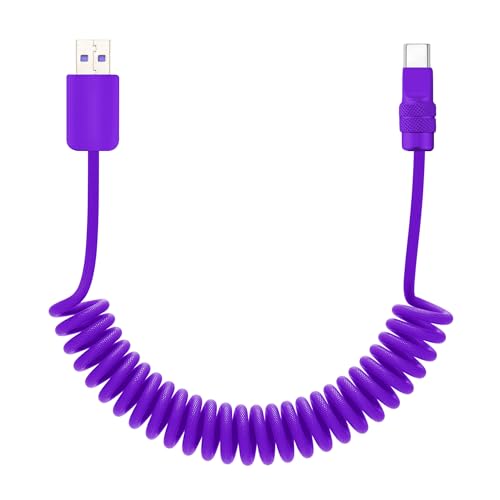 USB A to C 120W Braided Coiled Charging Cable
