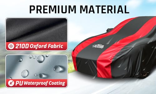 Small Sedan Car Cover Waterproof All Weather Red Strip Design