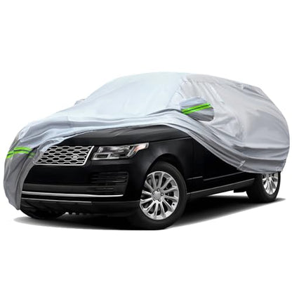 6 Layers Premium Full Car Cover Hard Shell Zipper Design Waterproof All Weather Weatherproof UV Sun Protection Snow Dust Storm Resistant Outdoor with Straps