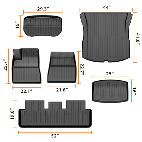 TPE Floor Mats & Cargo Liner Fit Tesla Model 3 Highland 2024 2025 (6 Count)