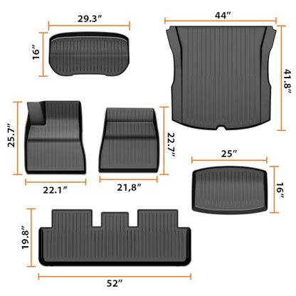 TPE Floor Mats & Cargo Liner Fit Tesla Model 3 Highland 2024 2025 (6 Count)