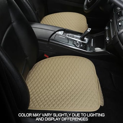 Pu Leather Car Seat Bottom Covers Protectors Include 1 Pair Front Driver Seat Pad Mat and 1 Rear Bench Cover Universal Fit 90% Vehicles