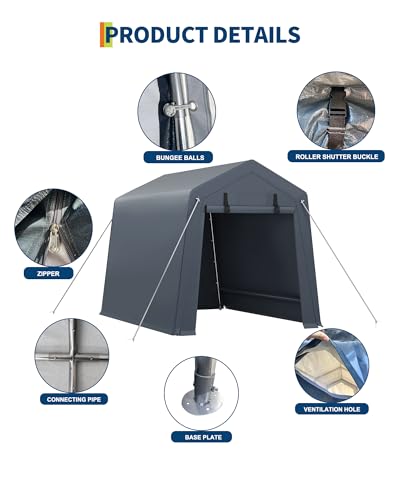 6x6 Ft Carport Heavy Duty Tent with Roll