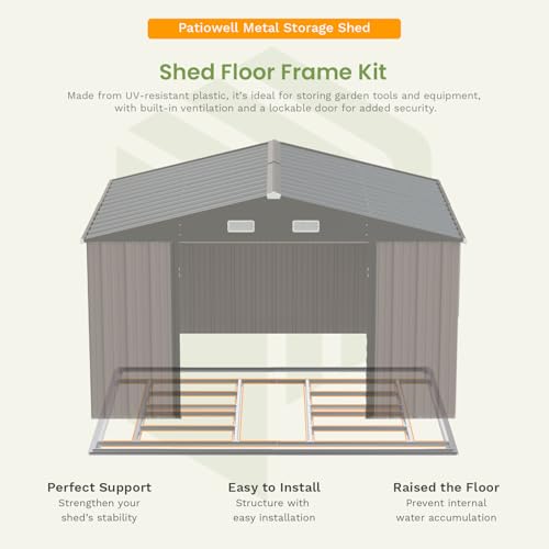 10 x 12 FT Metal Storage Shed for Outdoor with Floor Frame