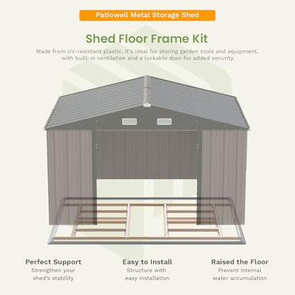 10 x 12 FT Metal Storage Shed for Outdoor with Floor Frame