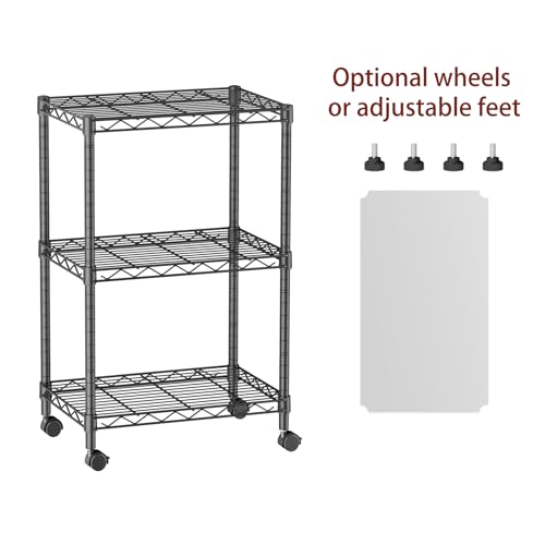 Small Wire 3 Adjustable Shelves Pantry Metal Shelf Floor Organizer