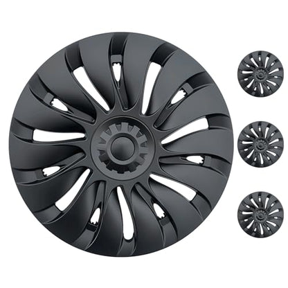 Wheel Covers 19 Inch Compatible with Tesla Model Y Accessories 2024 2023 2022 2021 Matte Black ABS Hubcaps Rim Protector Replacement（Not Fit for Model Y Juniper）
