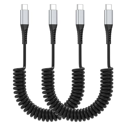 Coiled USB C to C Cable for Car (2 Count)