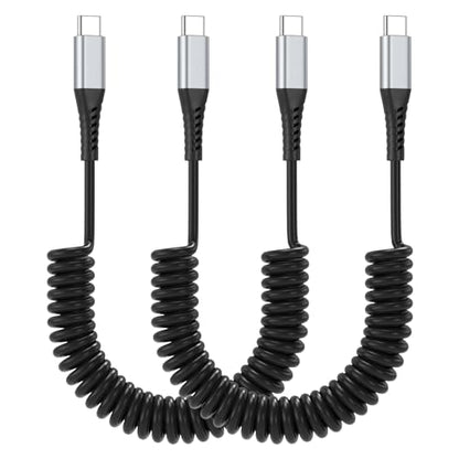 Coiled USB C to C Cable for Car (2 Count)