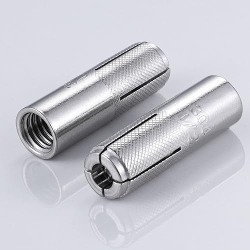 100 pcs) 5/16"-18 Premium Stainless Steel Drop in Anchors Assortment, Knurled Drop-in-Anchor for Solid Concrete, Internal Forced Expansion Screw Bolts (100 Count)