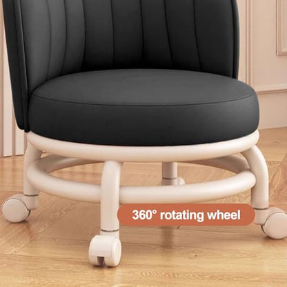 Low Rolling Stool with Backrest
