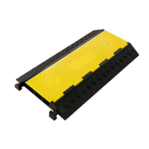 Rubber Cable Ramp 3 Channel Drive Over Hose Cable Protector Outdoor 22000Lbs Load Capacity Wires Power Lines Extension Cord Cover Traffic Speed Bump 1 Pack
