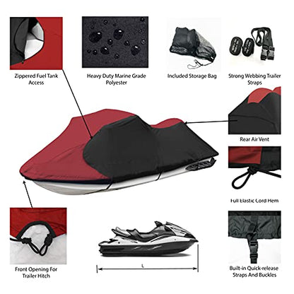 Trailerable Jet Ski Cover 600D Waterproof PWC Cover Fits 103"