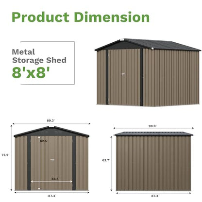 8x8 FT Outdoor Storage Shed