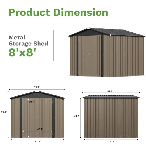 8x8 FT Outdoor Storage Shed