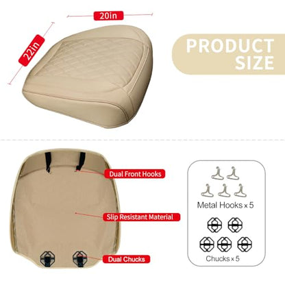 1 Pack Leather Front Car Seat Bottom Cover Beige
