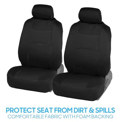 PolyPro Black Car Seat Covers Full Set with Matching Carpet Floor Mats