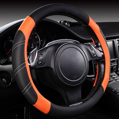 Line Rider Microfiber Leather Sporty Steering Wheel Cover Universal Fits for 95% Truck