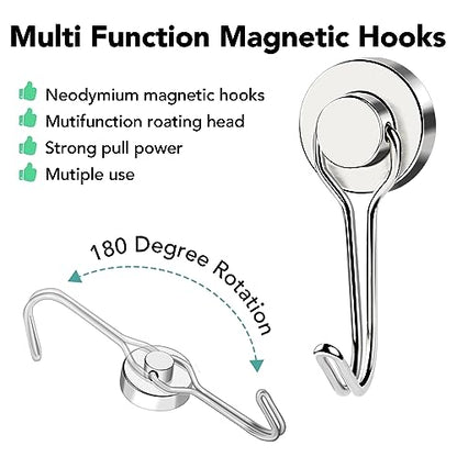 Magnetic Hooks Heavy Duty 40LB+ Swivel Swing Strong Magnet Hook (12 Count)