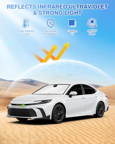 Sunshades for 2025 2026 Toyota Camry Accessories Windshield Sun Shade Side Rear Window Shade Cover Sun Visor Shield Privacy Protection Keep Vehicle Cool Black 6PCS (6 Count)