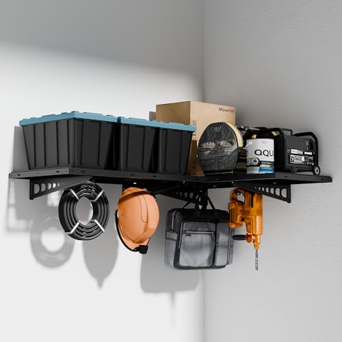 2 Pack 2x4ft Corner Wall Shelving with 4 Hooks (2 Count)