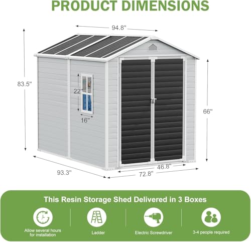 8x6 FT Large Resin Storage Shed
