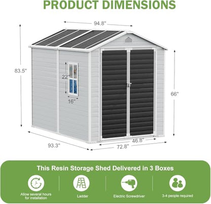 8x6 FT Large Resin Storage Shed
