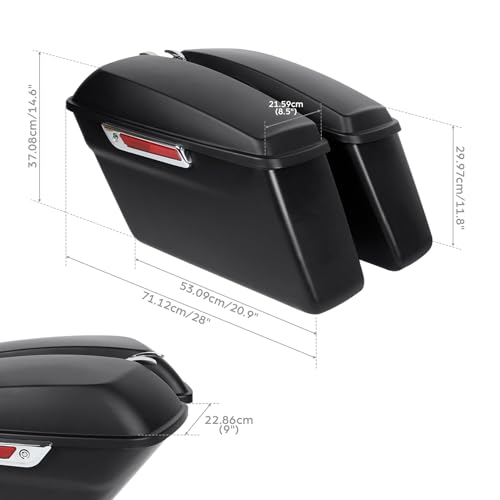 Matte Black Hard Saddlebags Fit for Harley Touring Road King Street Glide Electra Ultra 2014 (2 Count)